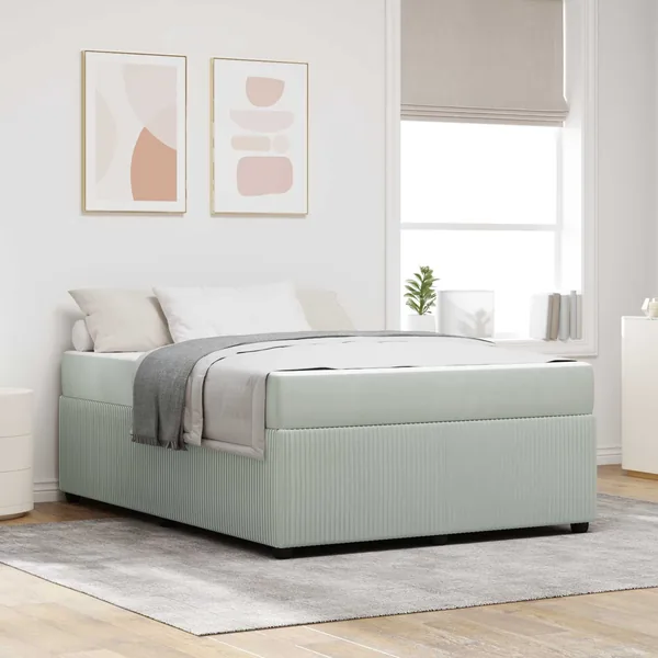 Cadre de lit avec matelas Gris clair 160 x 200 cm tissu