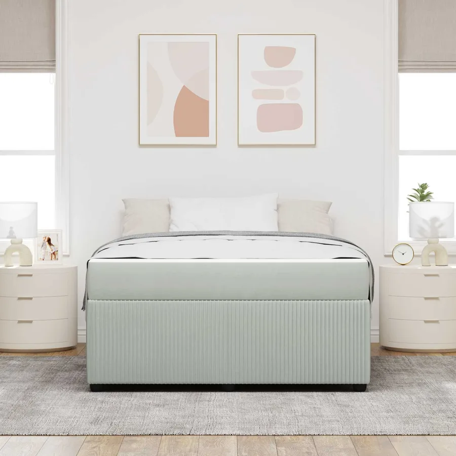 Cadre de lit avec matelas Gris clair 160 x 200 cm tissu - 4