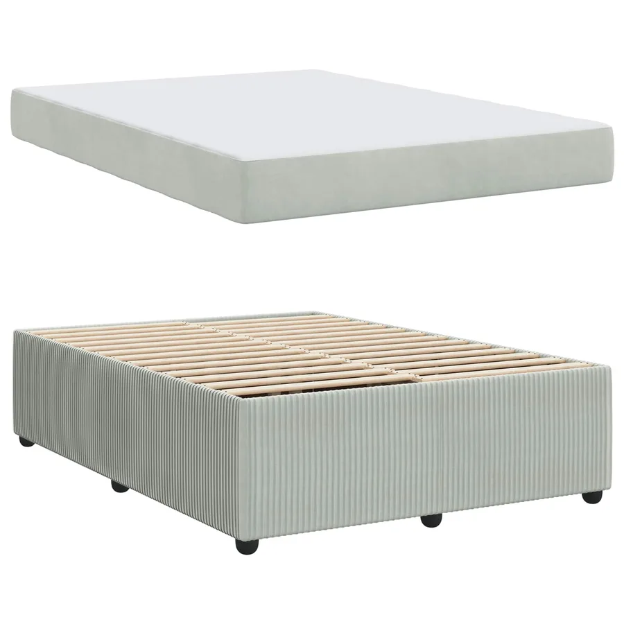 Cadre de lit avec matelas Gris clair 160 x 200 cm tissu - 5
