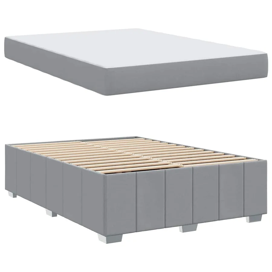 Cadre de lit avec matelas Gris clair 160 x 200 cm tissu - 6