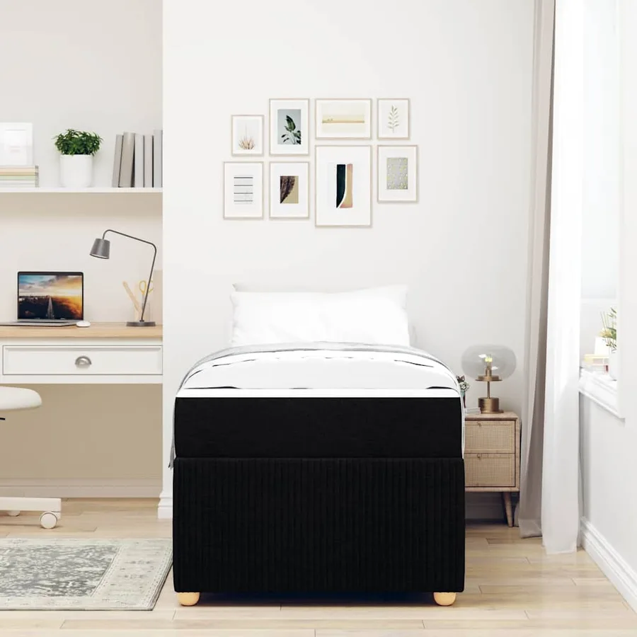 Cadre de lit avec matelas Noir 90 x 200 cm tissu - 3