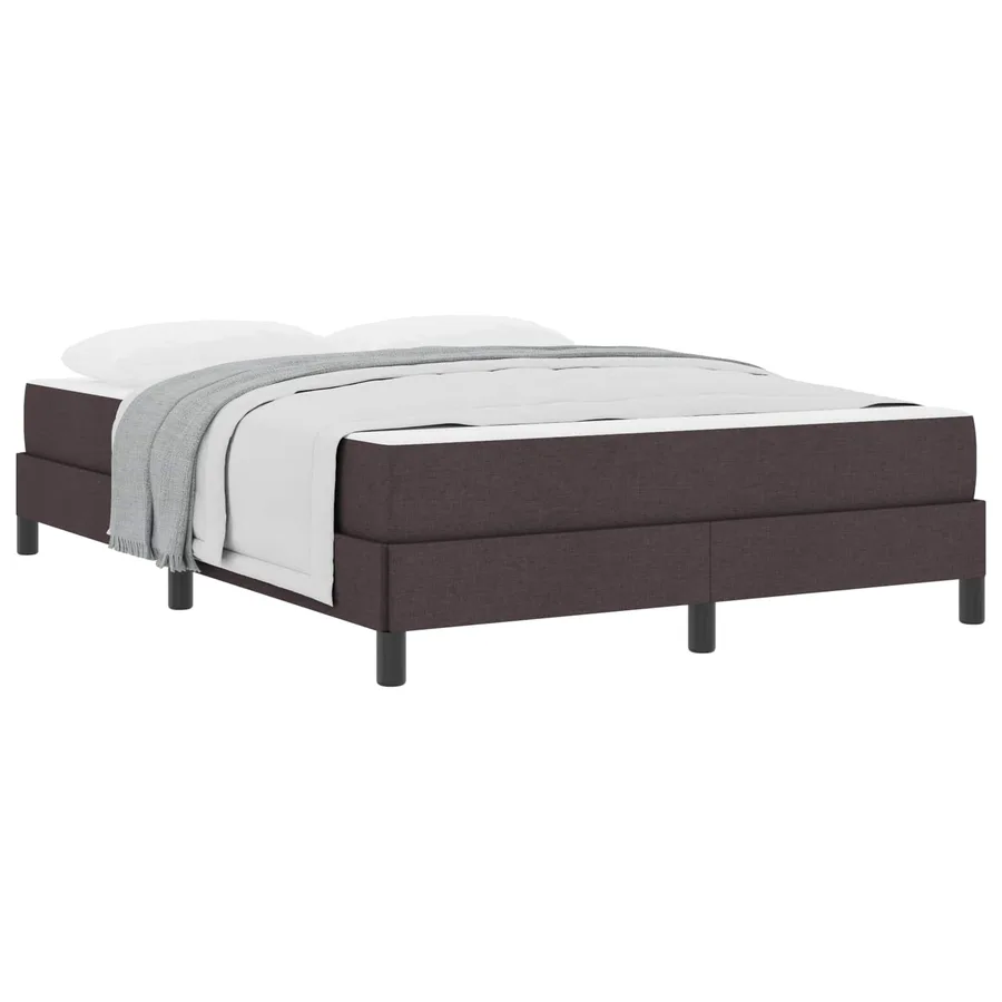 Lit à ressorts avec matelas Marron foncé 160 x 200 cm tissu - 2
