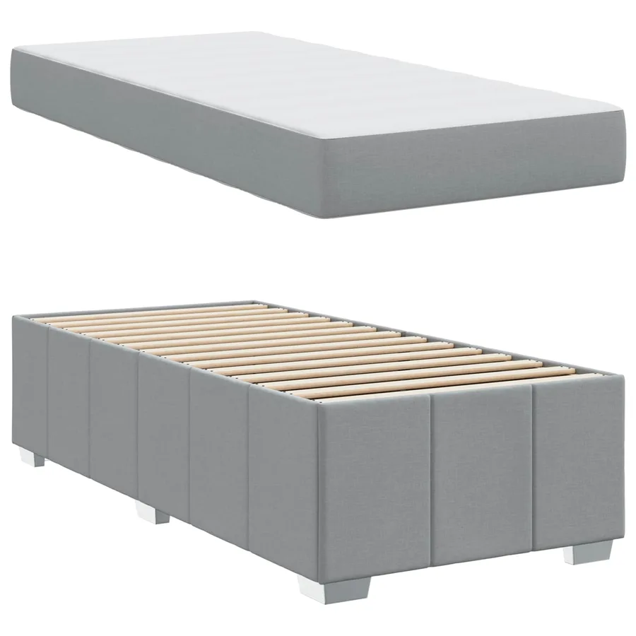 Cadre de lit Gris clair 90 x 190 cm tissu - 5