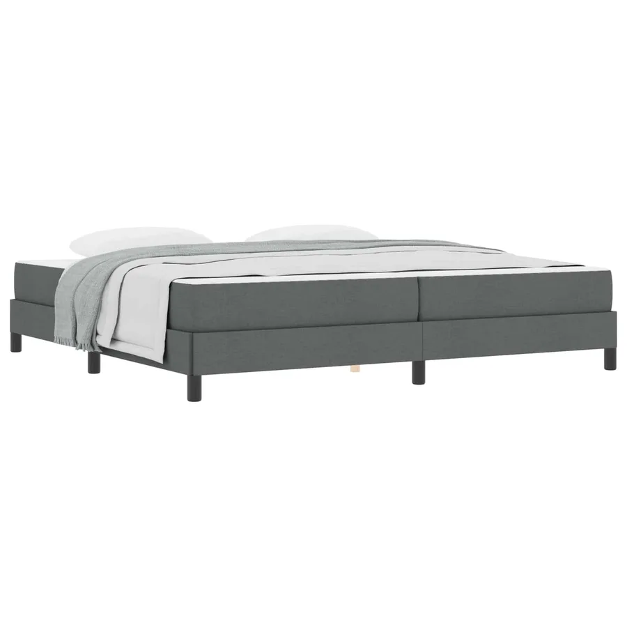 Lit à ressorts avec matelas Gris foncé 200 x 200 cm tissu - 2