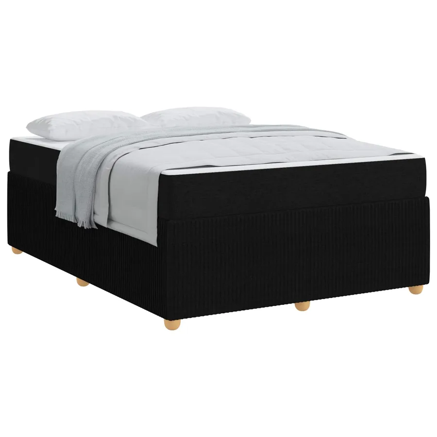 Cadre de lit avec matelas Noir 140 x 200 cm tissu - 2