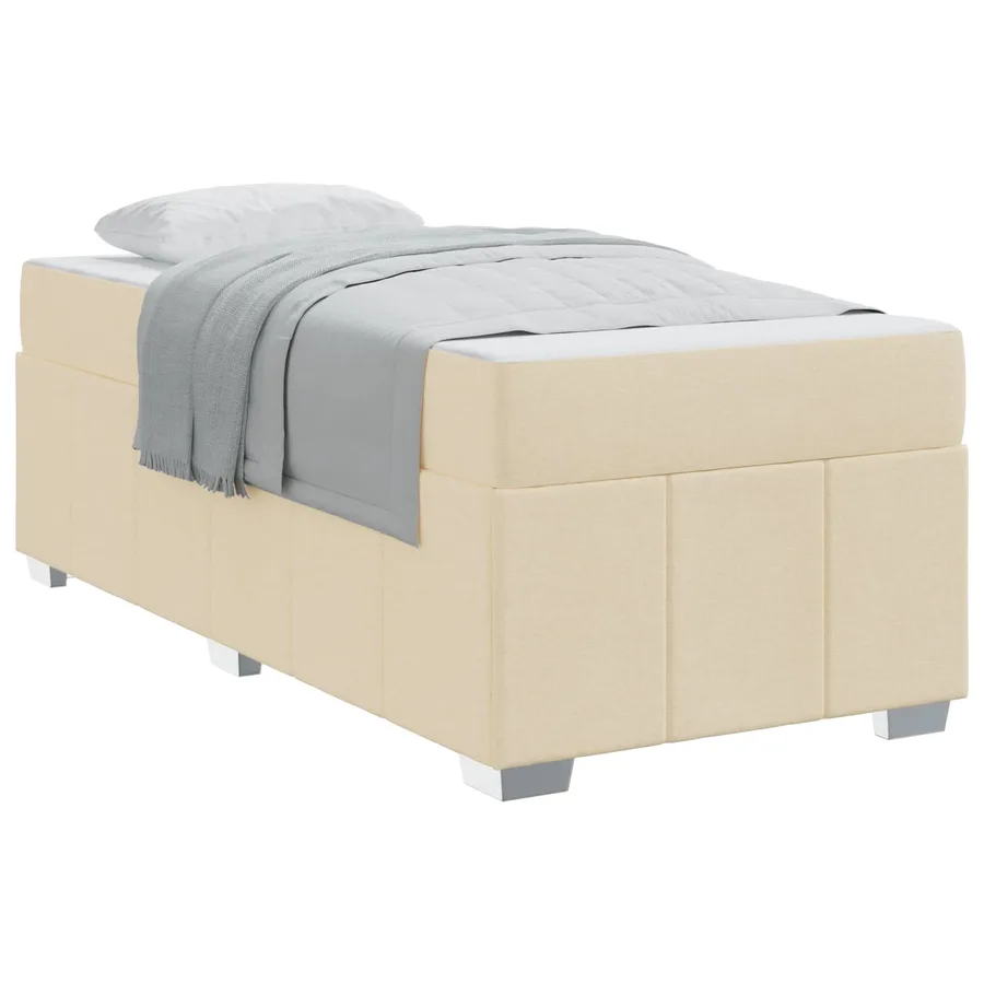 Cadre de lit avec matelas Crème 100 x 200 cm tissu - 2