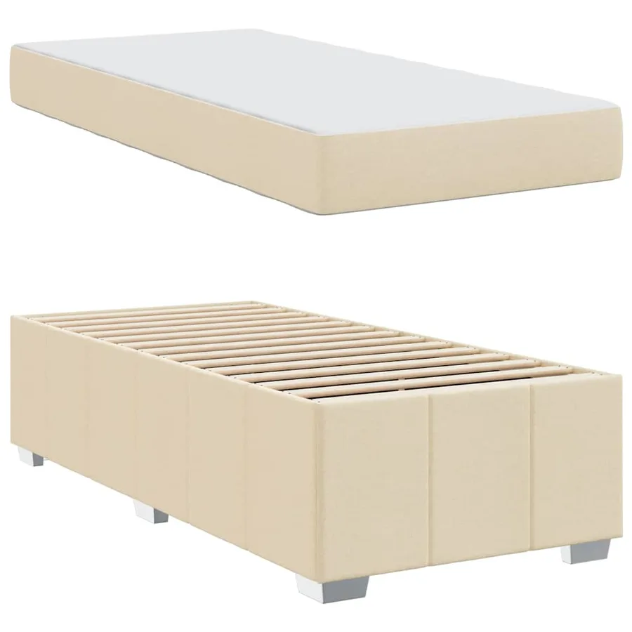 Cadre de lit avec matelas Crème 100 x 200 cm tissu - 6