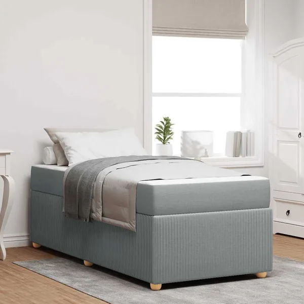 Cadre de lit avec matelas Gris clair 80 x 200 cm tissu