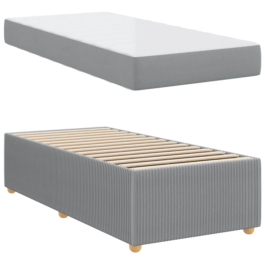 Cadre de lit avec matelas Gris clair 80 x 200 cm tissu - 5