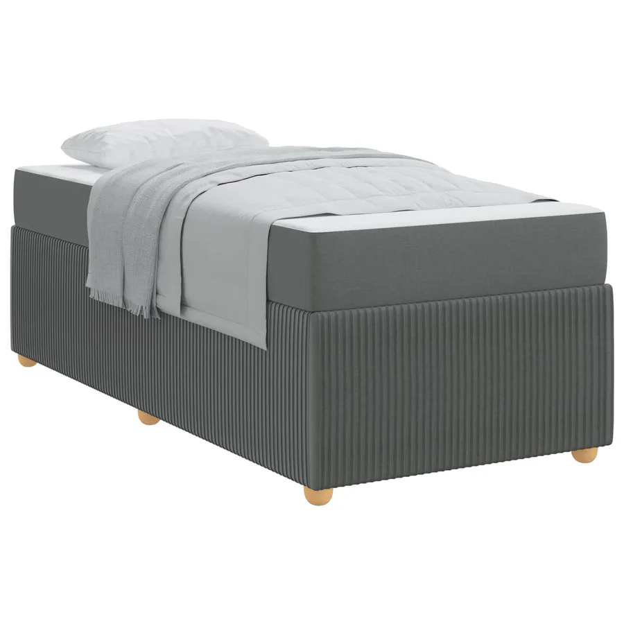 Cadre de lit avec matelas Gris foncé 90 x 190 cm tissu - 2