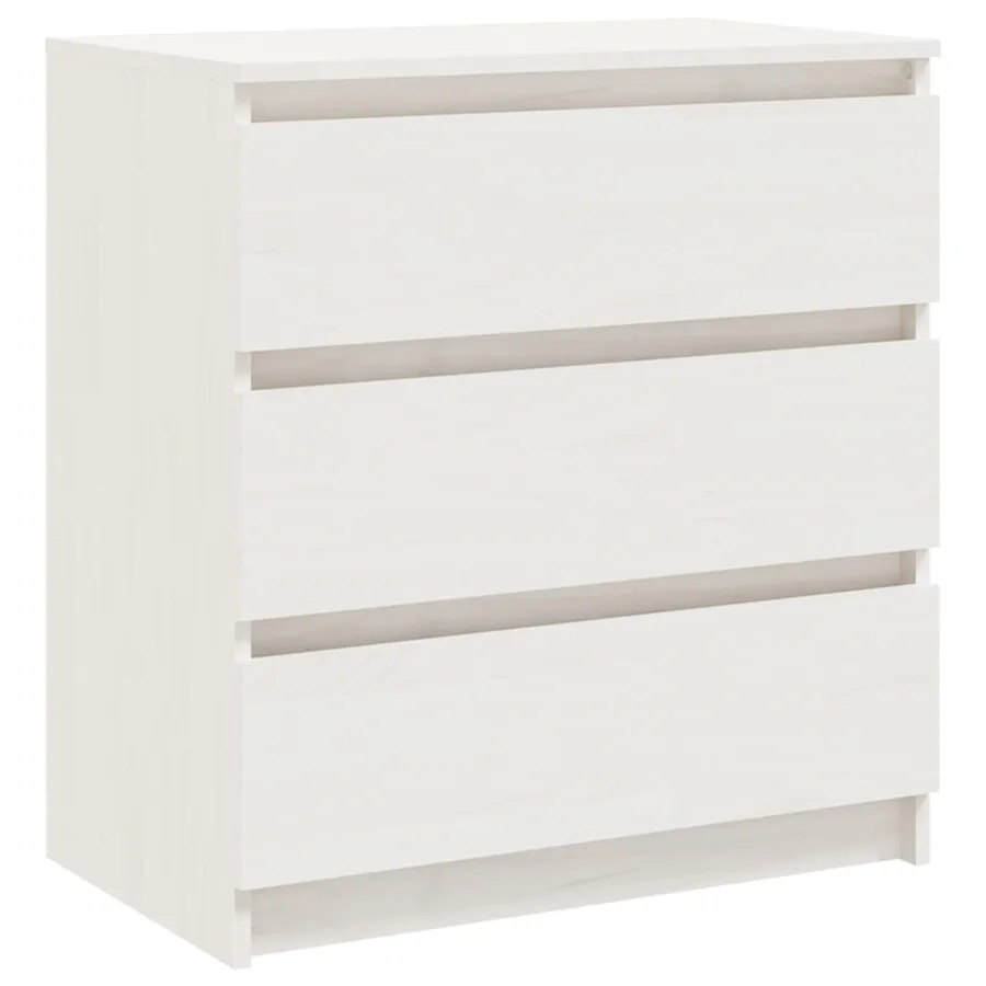 Table de chevet Blanc 60x36x64 cm Bois de pin massif - 2