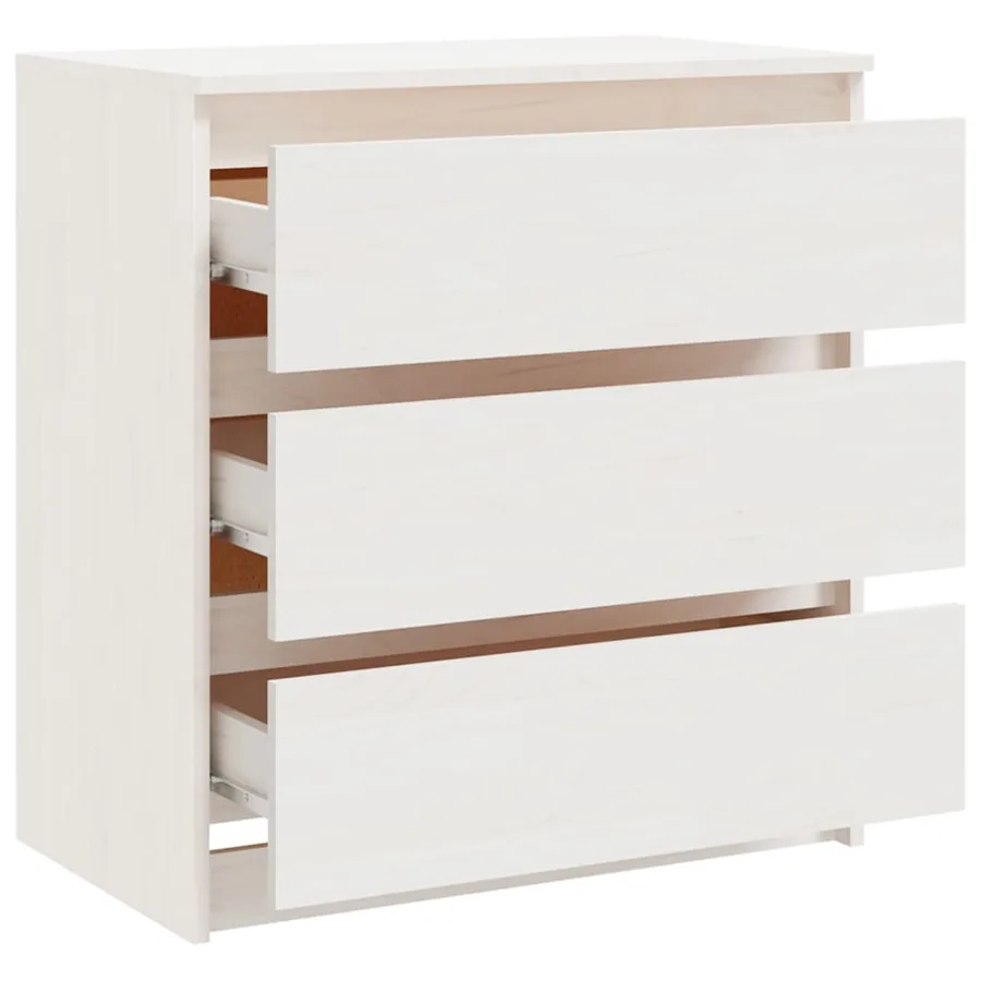 Table de chevet Blanc 60x36x64 cm Bois de pin massif - 6