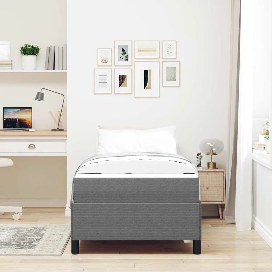 Cadre de lit avec matelas Gris clair 100 x 200 cm tissu - 3