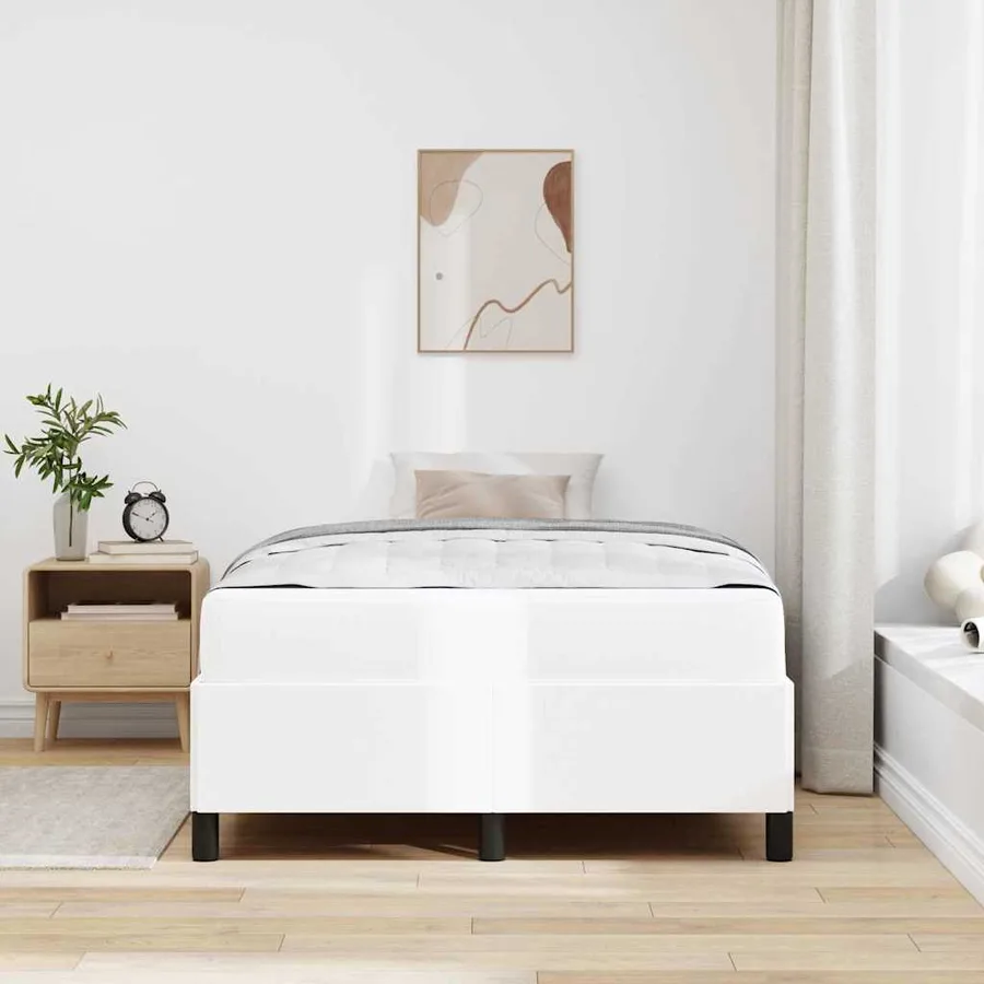Cadre de lit avec matelas Blanc 120 x 200 cm tissu - 3