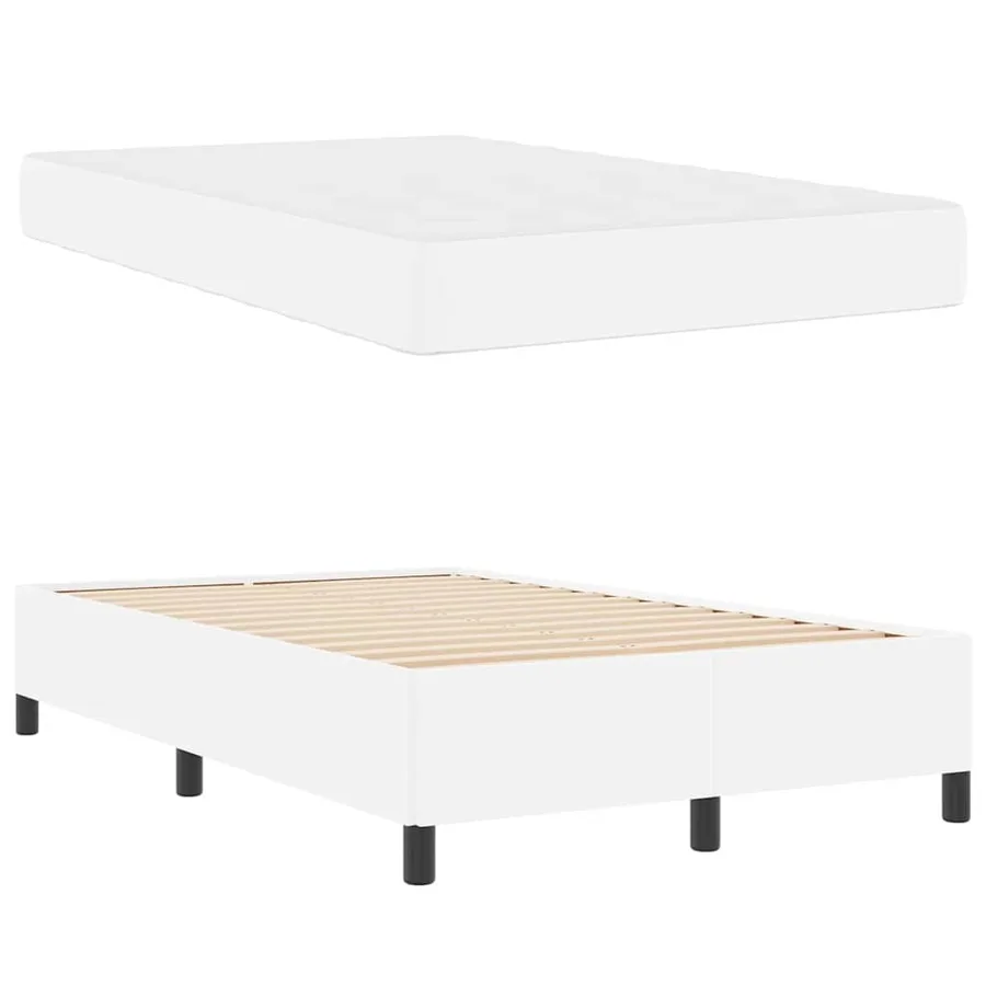 Cadre de lit avec matelas Blanc 120 x 200 cm tissu - 6