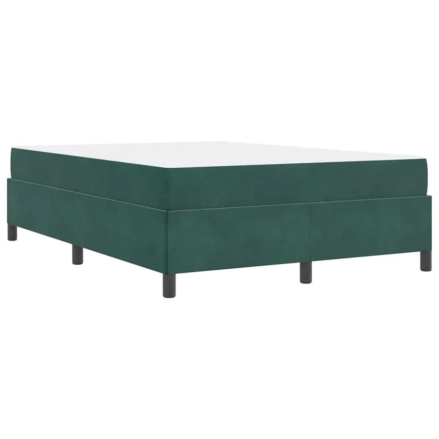 Cadre de lit avec matelas Vert foncé 140 x 190 cm tissu - 9