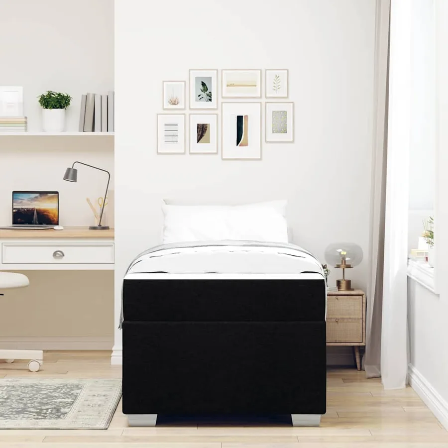 Cadre de lit avec matelas Noir 80 x 200 cm tissu - 3