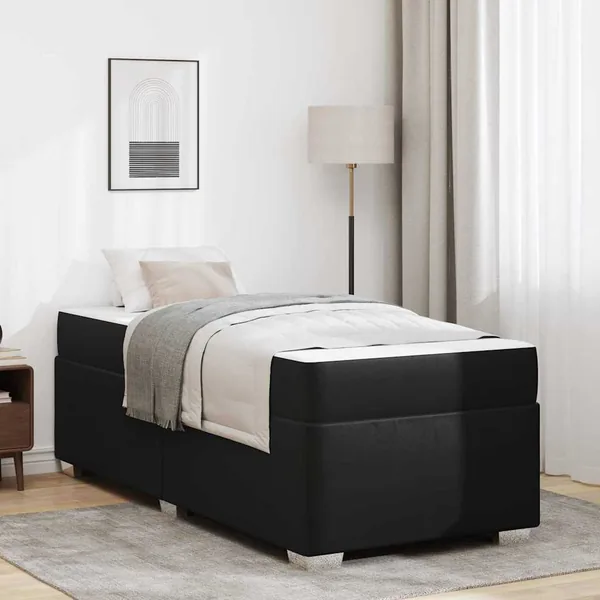 Cadre de lit avec matelas Noir 90 x 200 cm tissu