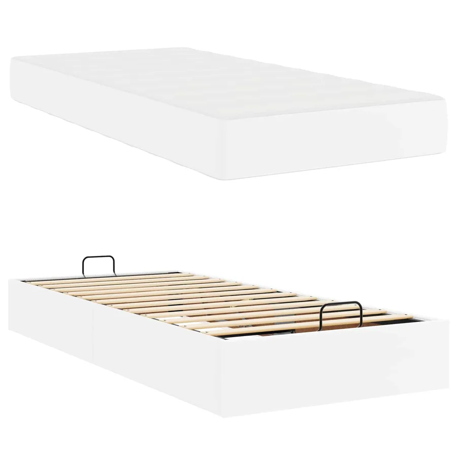 Cadre de lit avec matelas Autre 2 pcs Blanc PVC - 6
