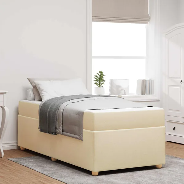 Cadre de lit avec matelas Crème 80 x 200 cm tissu