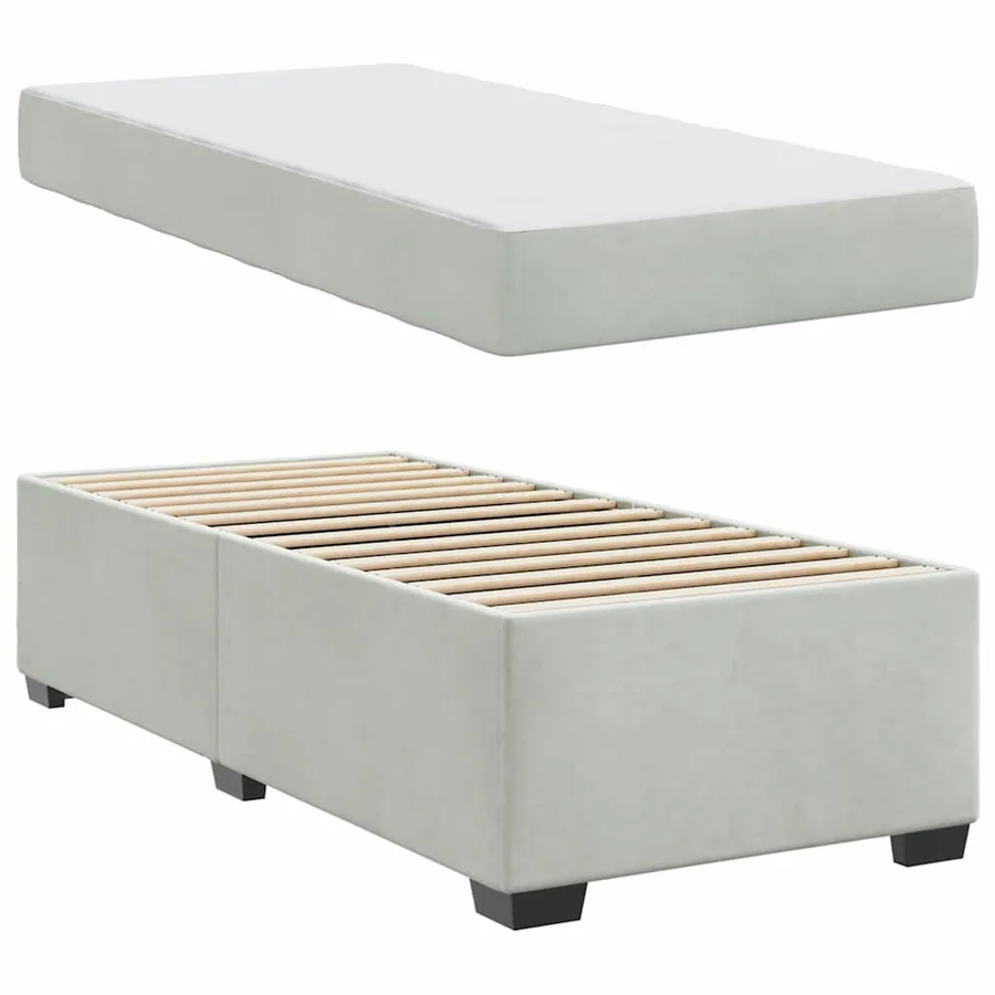 Cadre de lit avec matelas Gris clair 90 x 190 cm tissu - 4