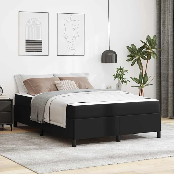 Cadre de lit avec matelas Noir 160 x 200 cm tissu