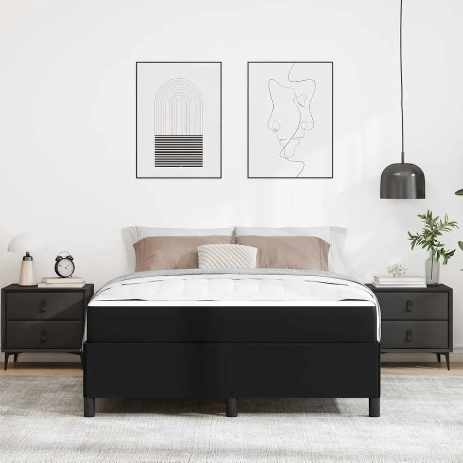 Cadre de lit avec matelas Noir 160 x 200 cm tissu - 3