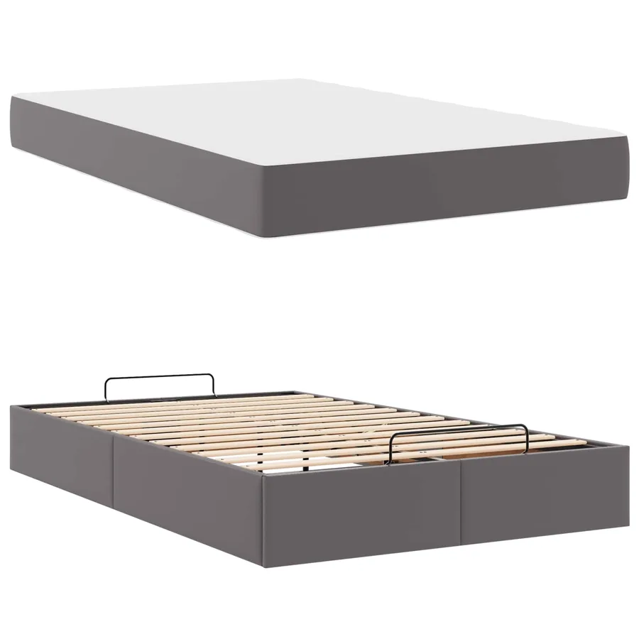 Cadre de lit avec matelas Autre 2 pcs Gris PVC - 6