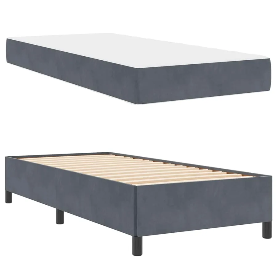 Cadre de lit avec matelas Gris foncé 90 x 200 cm tissu - 6
