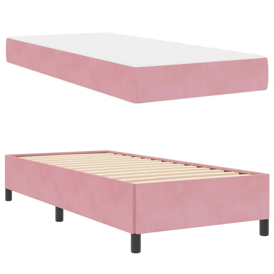 Cadre de lit avec matelas Rose 90 x 190 cm tissu - 5