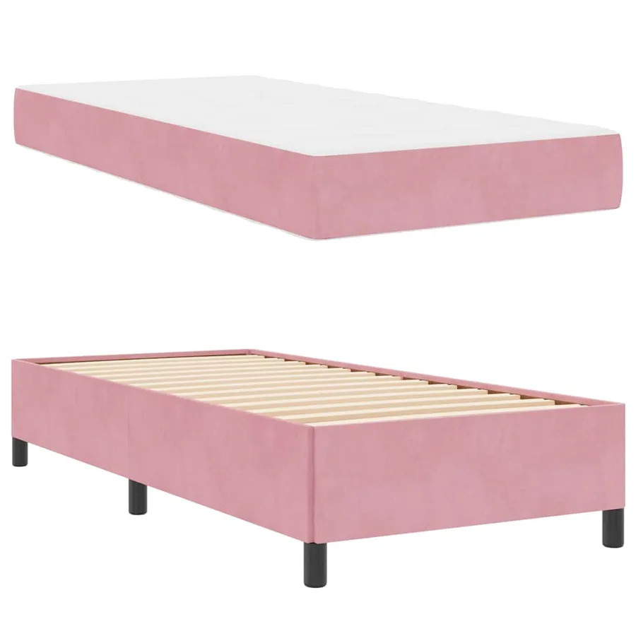 Cadre de lit avec matelas Rose 90 x 190 cm tissu - 6