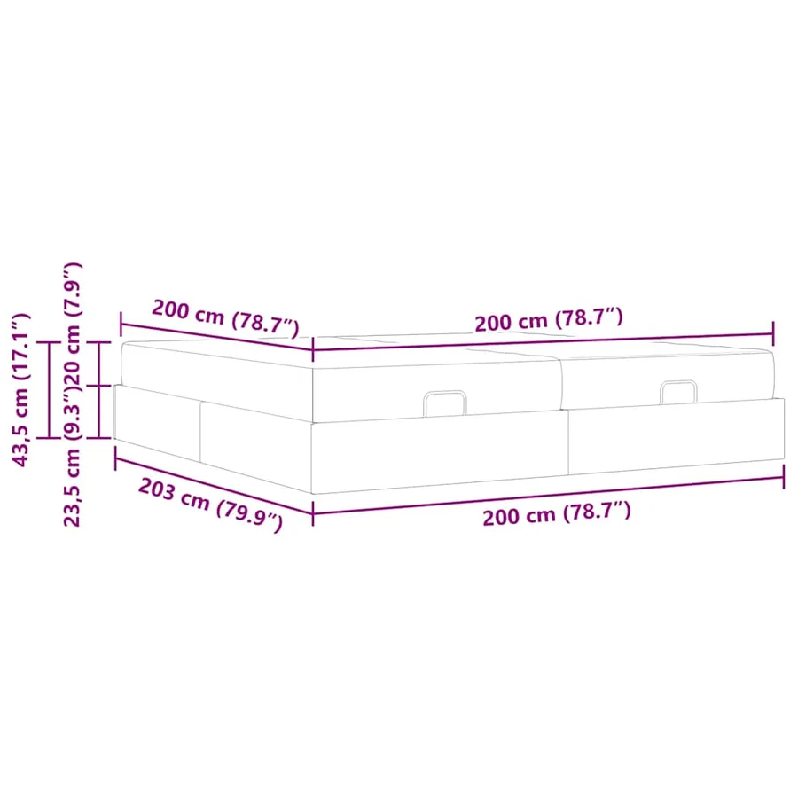Cadre de lit avec matelas avec matelas 2 pcs Rose Velours - 11