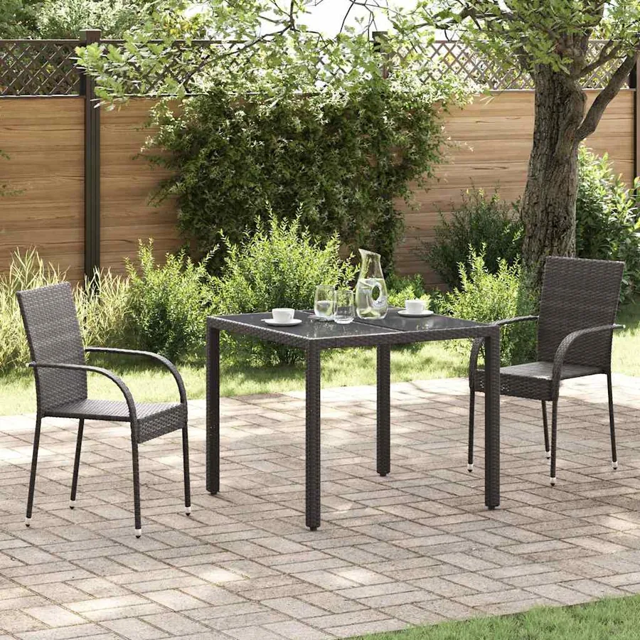 Chaises empilables d'extérieur lot de 2 Résine tressée Marron