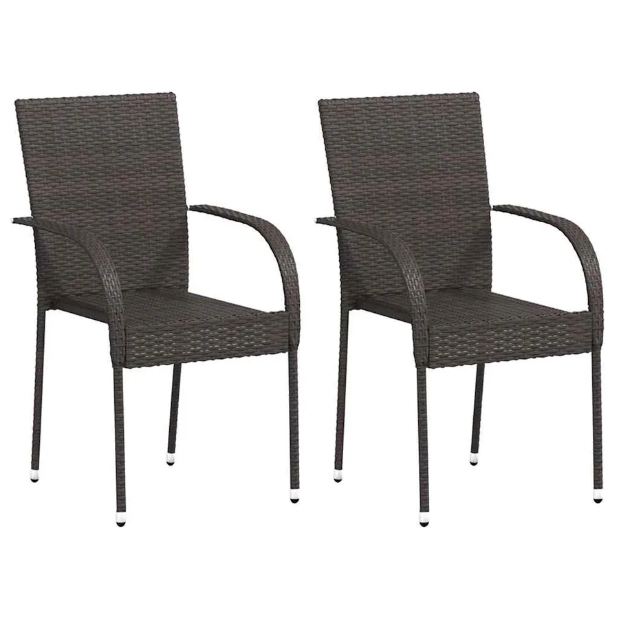 Chaises empilables d'extérieur lot de 2 Résine tressée Marron - 2