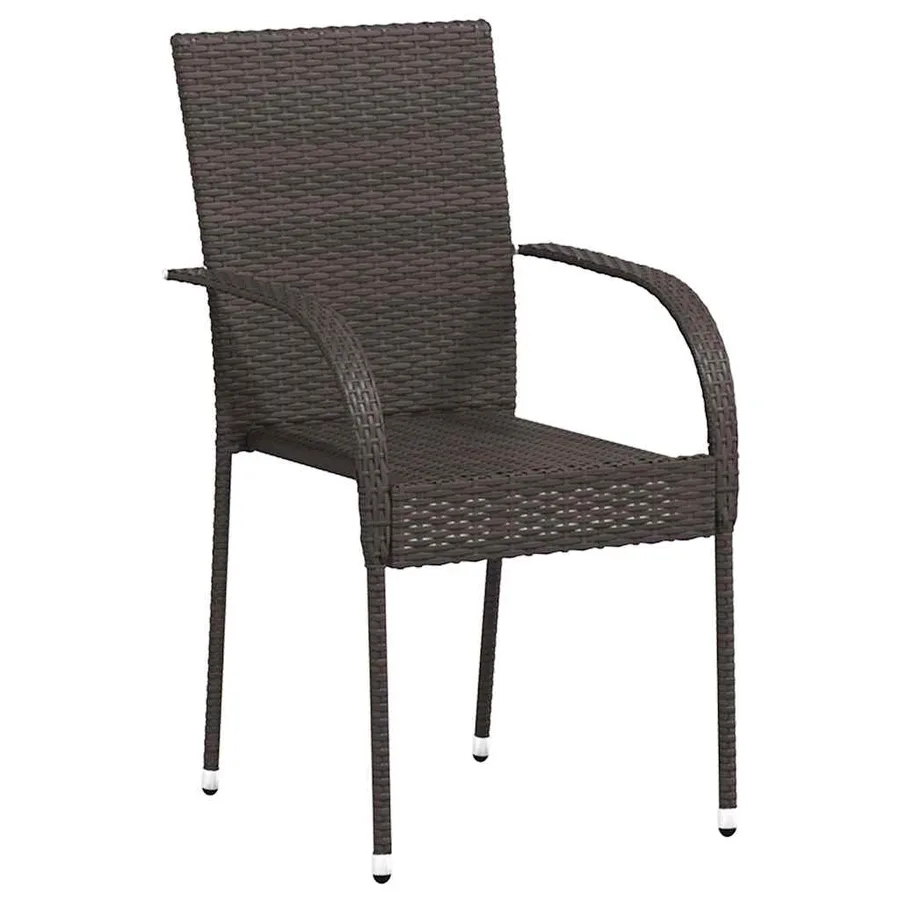 Chaises empilables d'extérieur lot de 2 Résine tressée Marron - 3