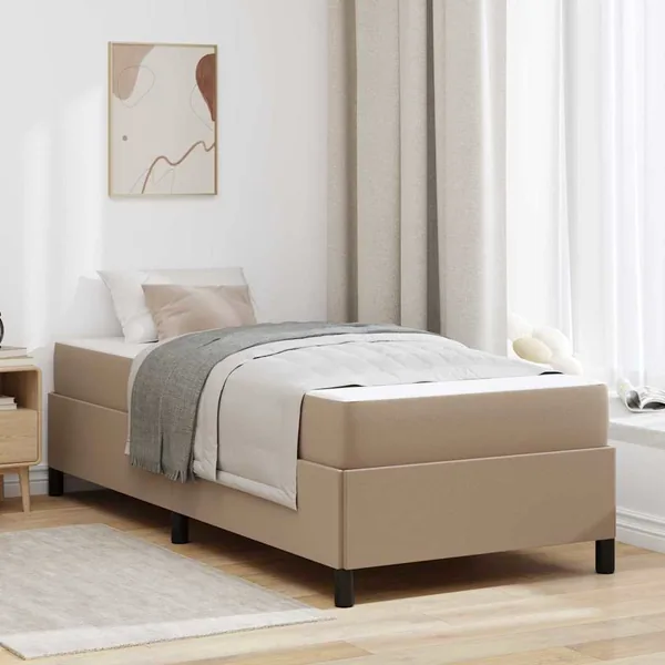 Cadre de lit avec matelas Cappuccino 90 x 200 cm tissu