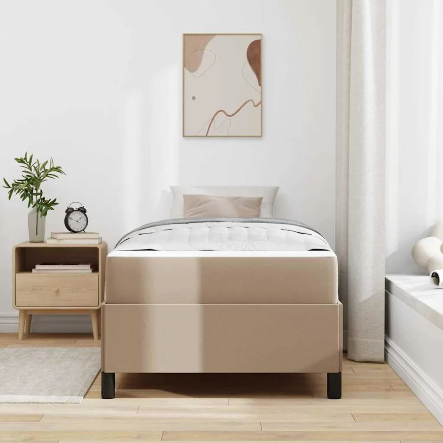 Cadre de lit avec matelas Cappuccino 90 x 200 cm tissu - 3
