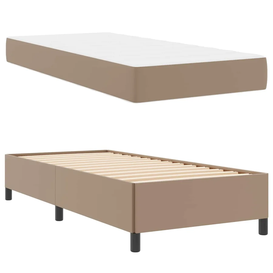 Cadre de lit avec matelas Cappuccino 90 x 200 cm tissu - 5