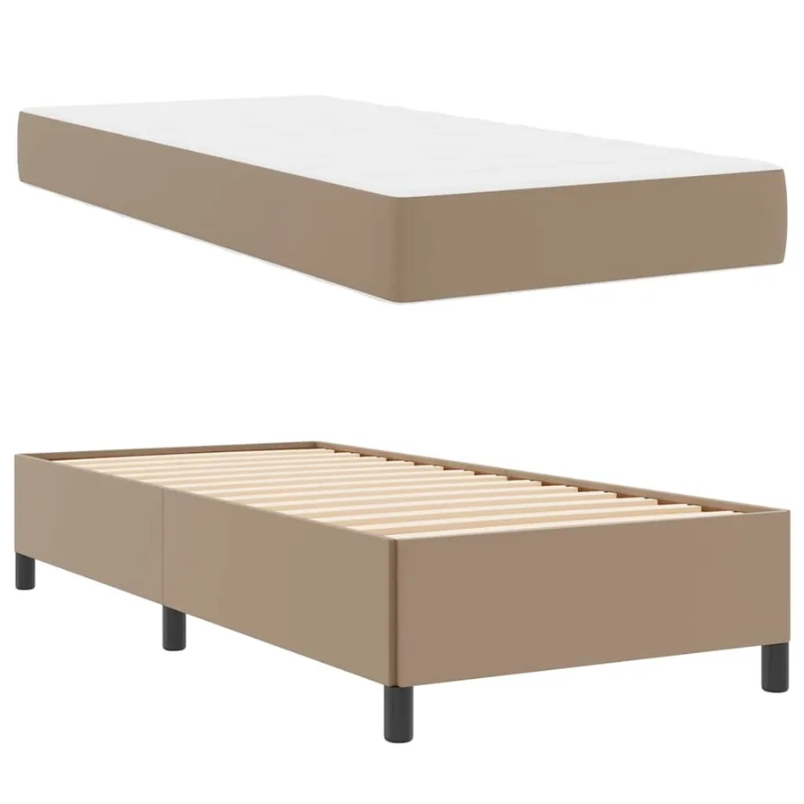 Cadre de lit avec matelas Cappuccino 90 x 200 cm tissu - 6