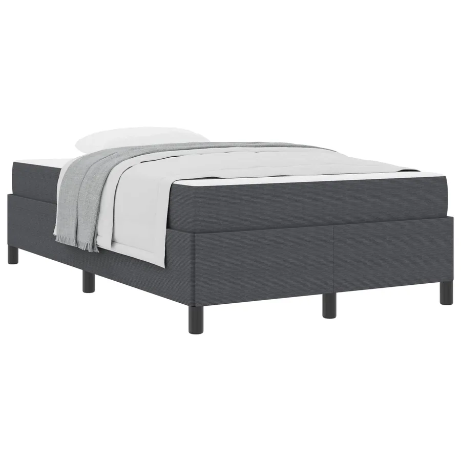 Cadre de lit avec matelas Gris foncé 120 x 190 cm tissu - 3