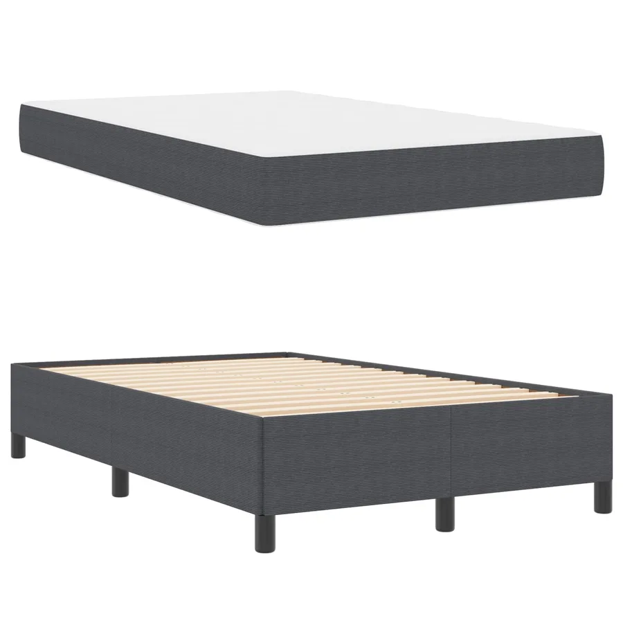 Cadre de lit avec matelas Gris foncé 120 x 190 cm tissu - 5