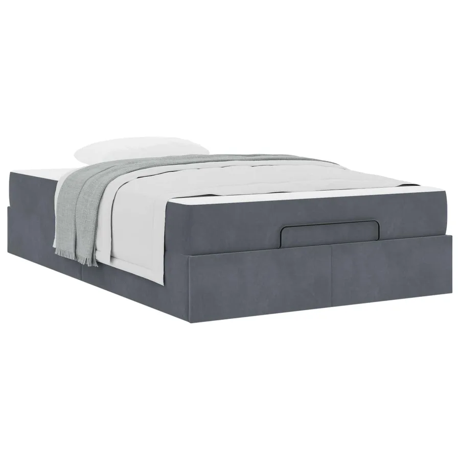 Cadre de lit avec matelas 2 pcs Gris Foncé Velours - 3