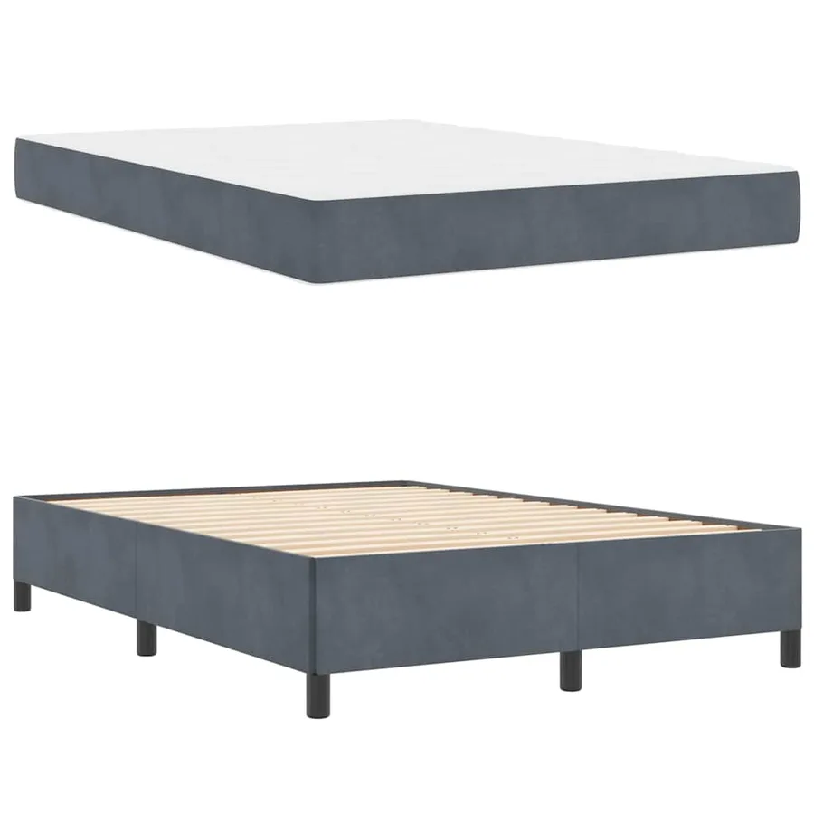 Cadre de lit avec matelas Gris foncé 140 x 190 cm tissu - 6