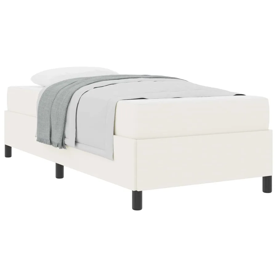 Cadre de lit avec matelas Crème 100 x 200 cm tissu - 2