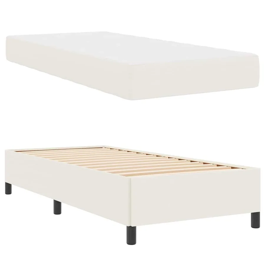 Cadre de lit avec matelas Crème 100 x 200 cm tissu - 4