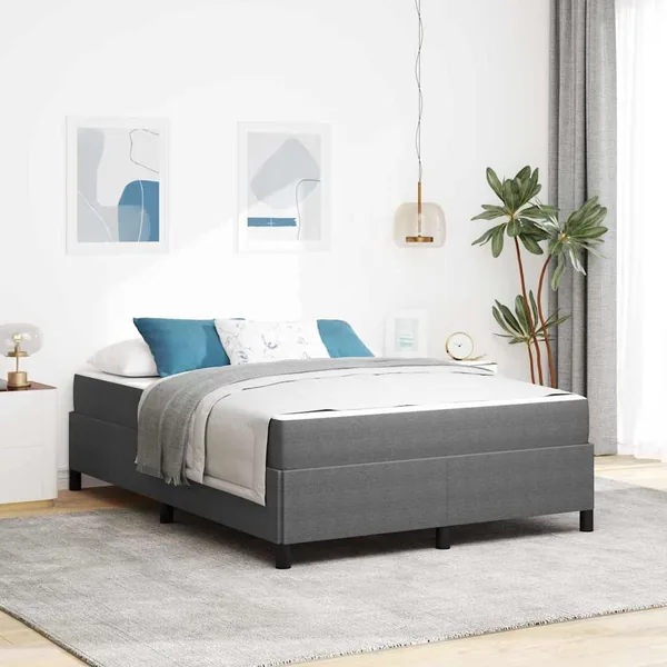 Cadre de lit avec matelas Gris clair 160 x 200 cm tissu