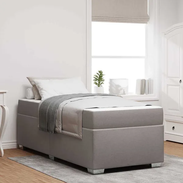 Cadre de lit avec matelas Taupe 100 x 200 cm tissu