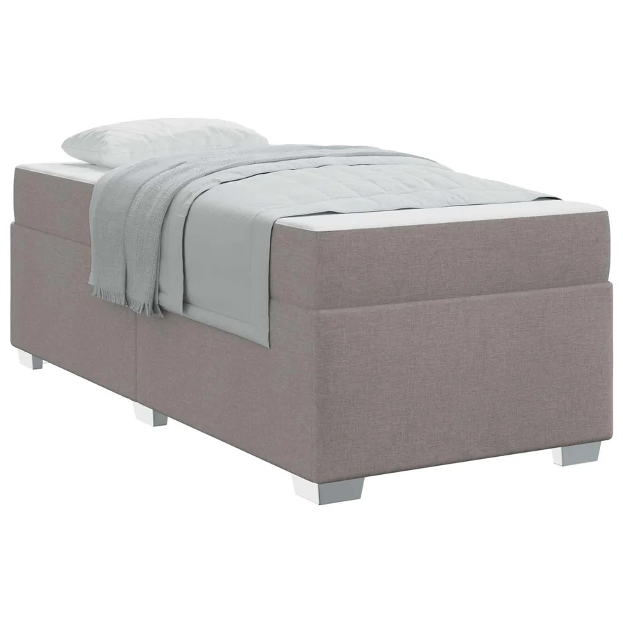 Cadre de lit avec matelas Taupe 100 x 200 cm tissu - 2
