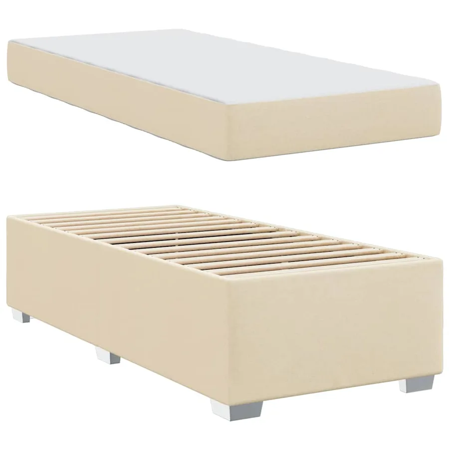 Cadre de lit avec matelas Crème 90 x 200 cm tissu - 4