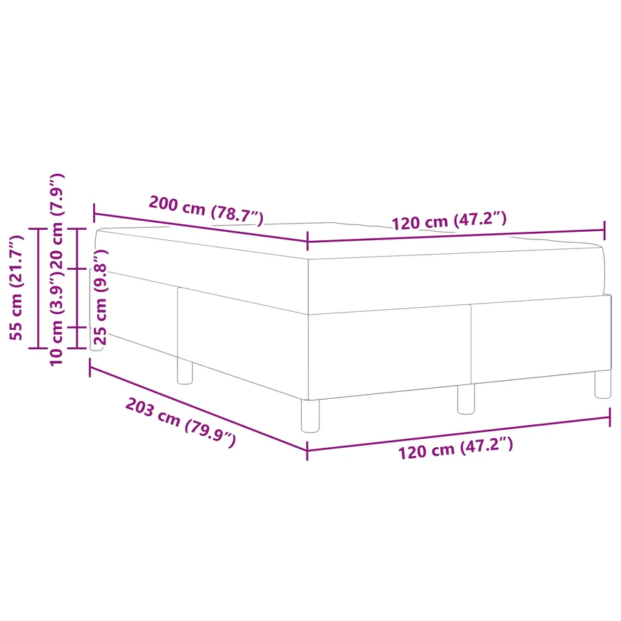 Cadre de lit avec matelas Bleu 120 x 200 cm tissu - 12
